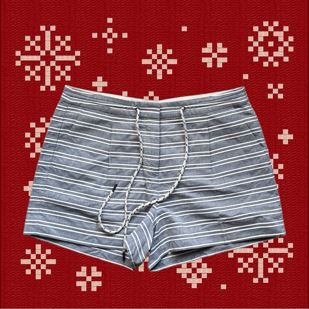 J Crew Striped Grey‎ & White Draw String Shorts 3”inseam